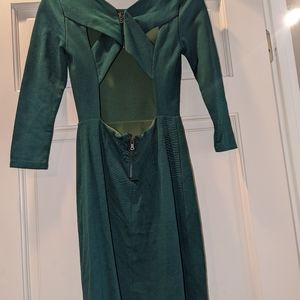 Alice & Olivia Dark Green Cut Out Mini Dress